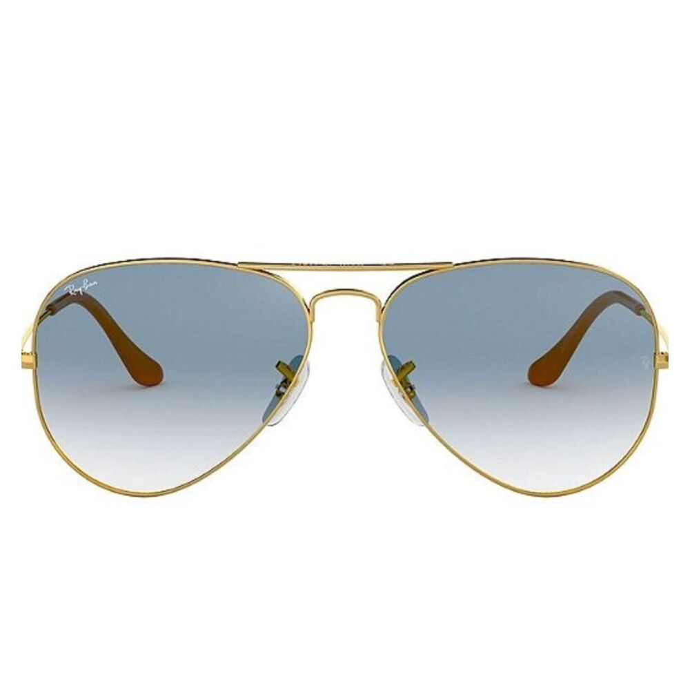 Ray-Ban Large Aviator Sunglasses Gold Gradient Blue Lenses Unisex